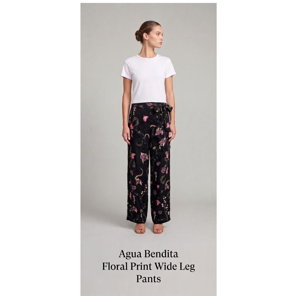 Agua by Agua Bendita Pinon Ornamento Jacquard Wide Leg Pants Tie Size M